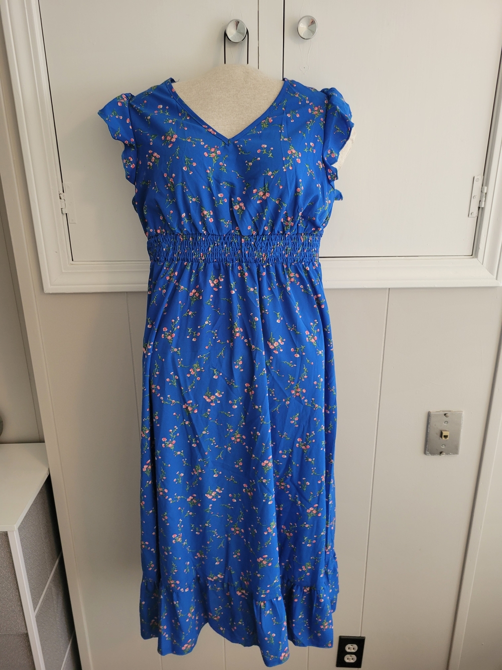 Source Unknown Royal Blue Floral Midi Dress